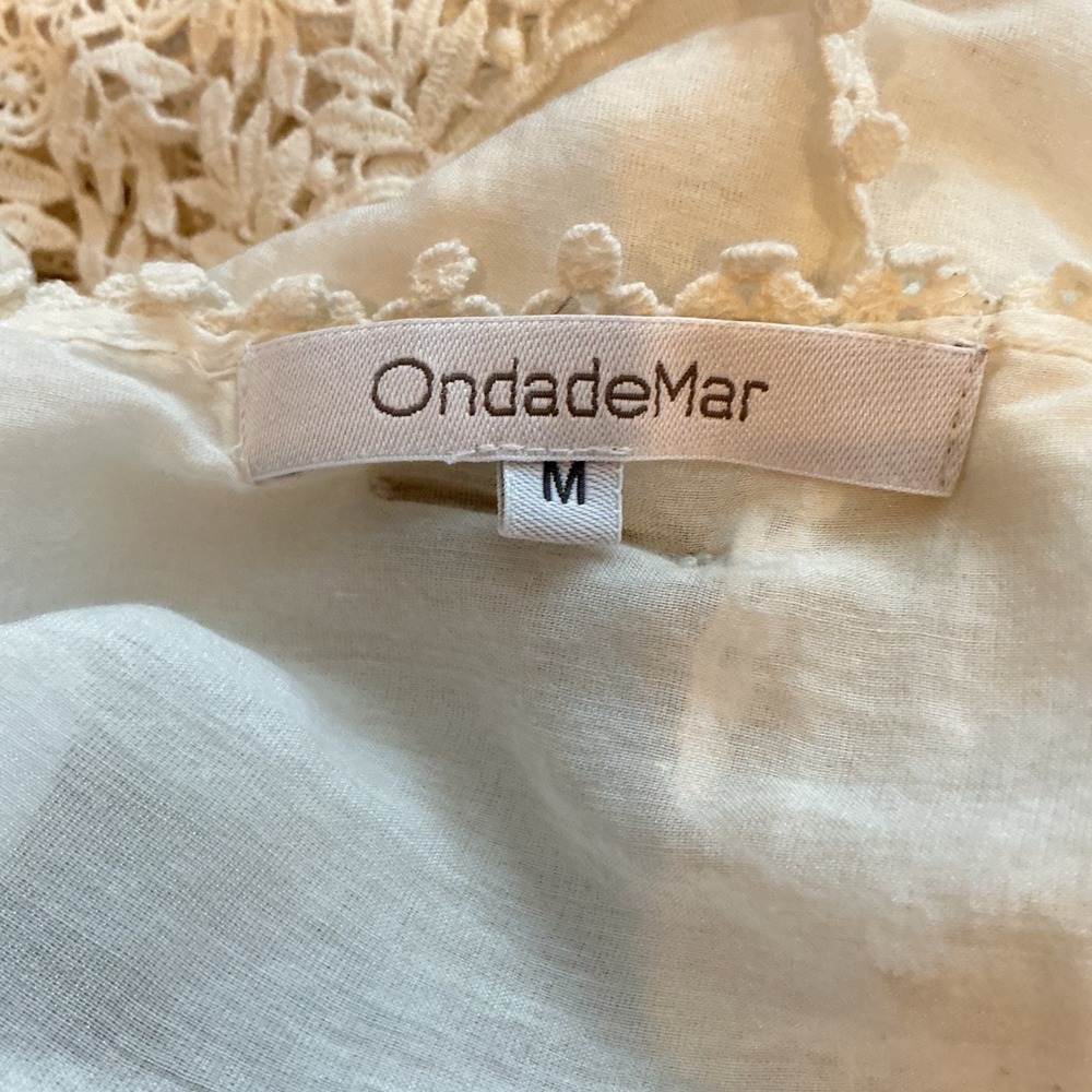 OndadeMar White Embroidered Crochet Lace Kimono Cover Up Tunic M - Picture 5 of 7